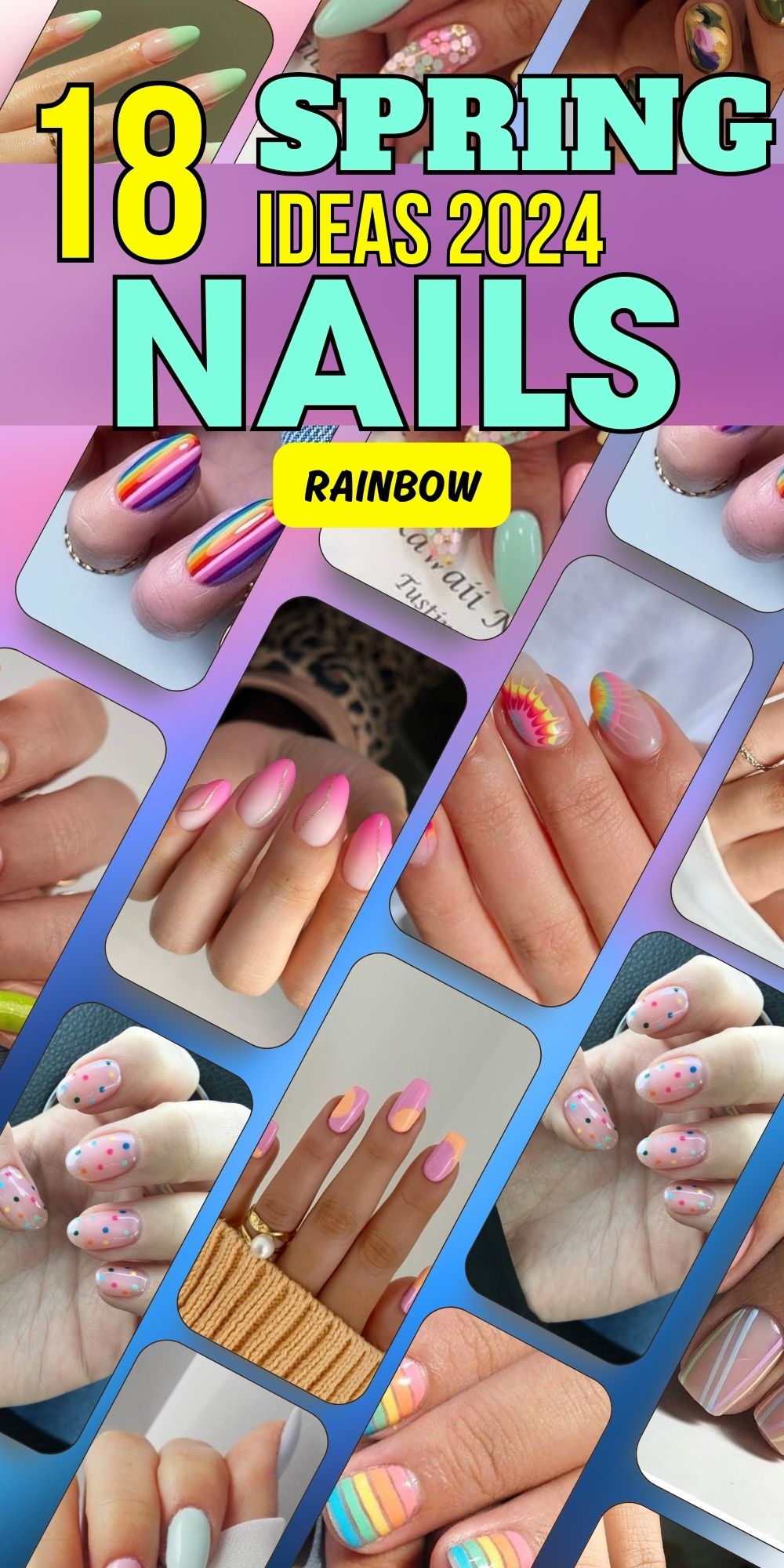 2025's Trendy Spring Rainbow Nails Chic Pastels to Neon Tips